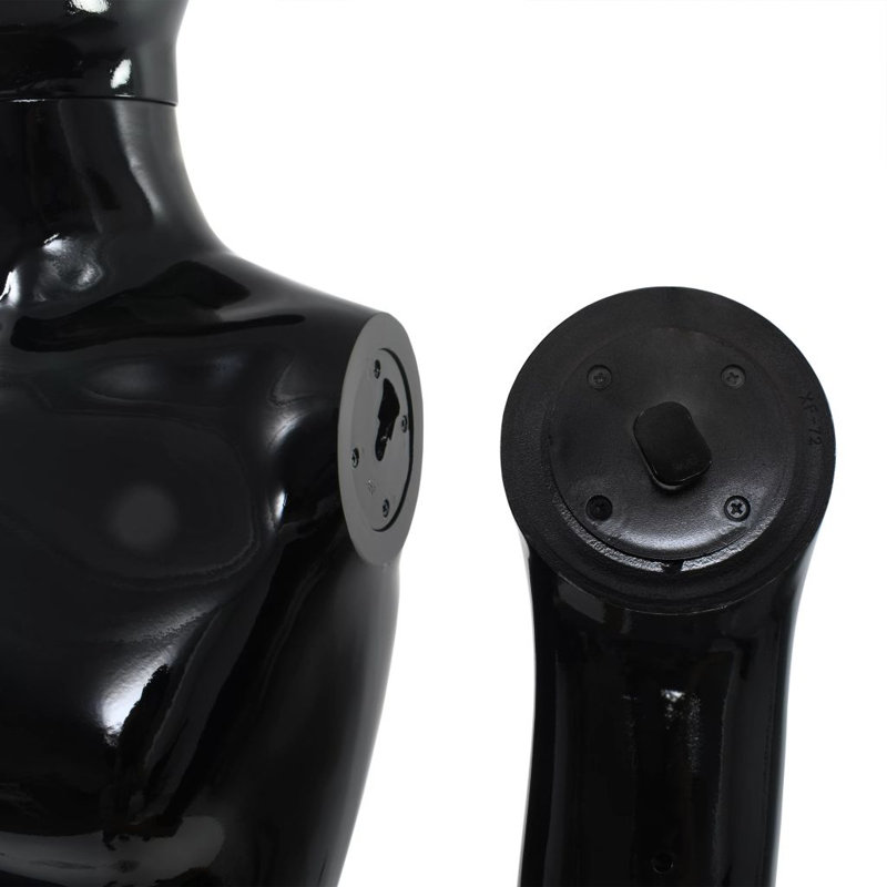 vidaXL Full Body Male Mannequin with Glass Base 72.8", Glossy Black