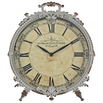 Roman Numeral Metal Quartz movement / Crystal Tabletop Clock in Grey