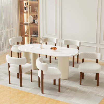Solid Wood Upholstered Fabric Dining Chairs