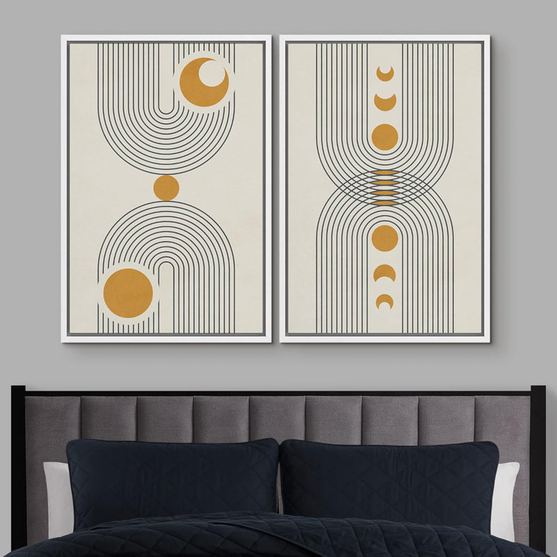 Mid-Century moderne bohème 2 pièces, Blanc, H 24 po x l 32 po
