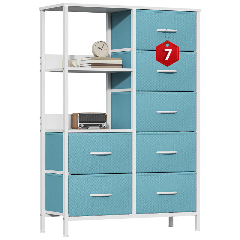 Metal 30cm W 7 - Drawer Chest of Drawers, Blue