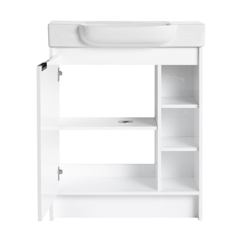 Meuble-lavabo simple 28 po avec comptoir en céramique, Blanc