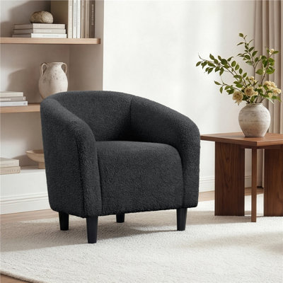 Upholstered Solid Wood Barrel Accent Club Chair