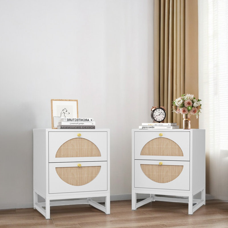 Table de chevet 2 tiroirs blanche Aleeccia