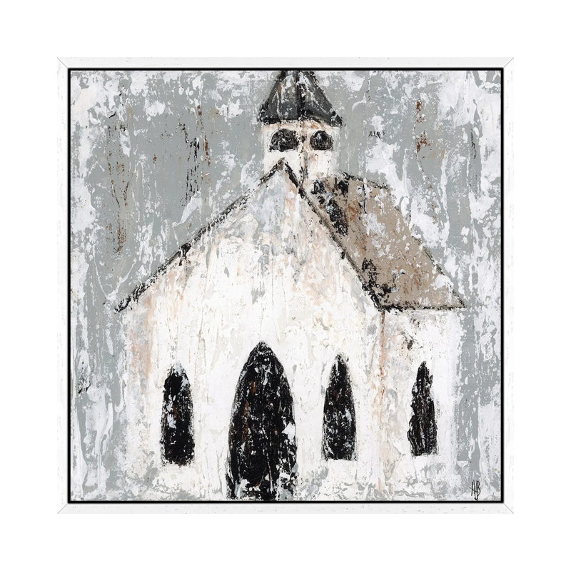 Abstract Church by Ashley Bradley - Painting on Canvas, 93.98 cm H x 93.98 cm W, White Framed Canvas