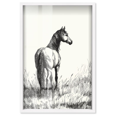 Grassy Steed II Shadowbox Print Kitchen Wall Art by Art Remedy, White Frame, 10 x 15