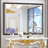 Rectangular Black Matte Metal Frame Vanity Mirror with Beveled Floating Mirror Bathroom-112506795