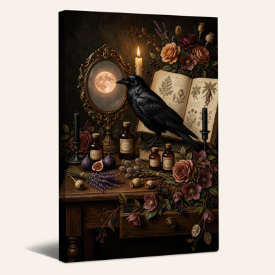 Toile noire sur fond d'apothicaire noir avec lune