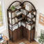 Bibliothèque d'angle en L à 6 niveaux, 188 cm de hauteur, avec portes et étagères ouvertes, style industriel rustique en bois et métal, pieds réglables et système anti-basculement, idéale pour le bureau ou le salon, couleur marron.