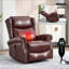 Fauteuil inclinable manuel à massage thermique avec chaise berçante et pivotante en cuir véritable pour le salon