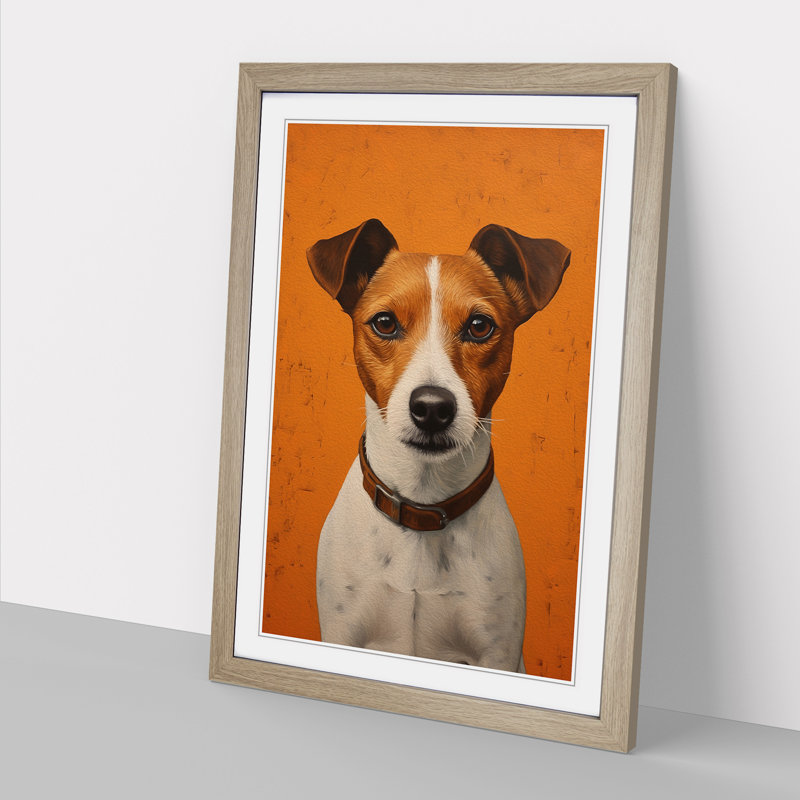 Jack Russell Contemporary - Framed Print, Oak Framed, 46cm H x 34cm W x 2cm D