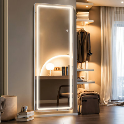 Belspring Mirror Full Length Standing Mirror with LED Lights, Lighting Floor Mirror with Stand and Dimming