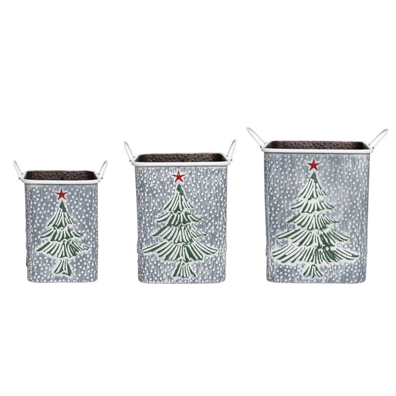 Ensemble de 3 paniers en métal en métal blanc cassé 15,25 po