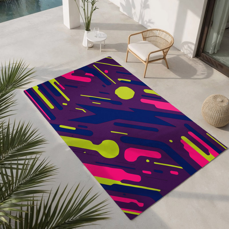 Tapis d'intérieur et d'extérieur Neon Fractals, Rectangle 4pi x 6 pi