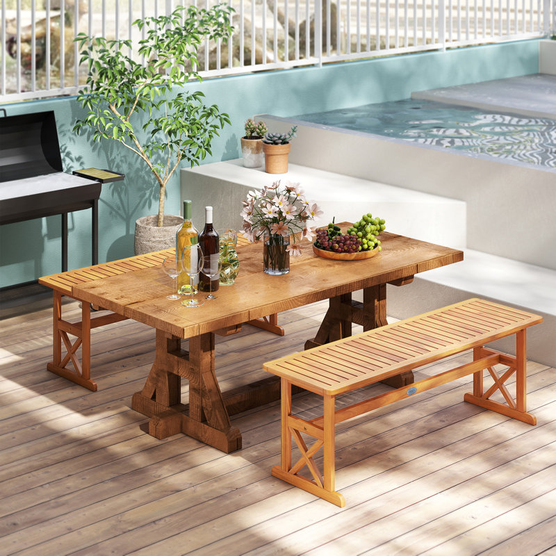  2 bancs d'extérieur en bois d'acacia de 51 pouces avec siège à lattes et structure en X 51 PCS