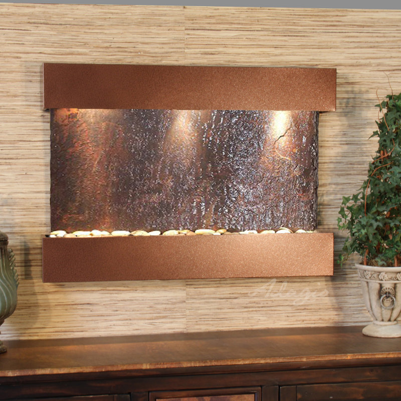 Reflection Creek Henline Fountain with Light, Woodland Brown, Multi-Color Slate, Slate