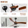 Wood Ceiling Fan No Light With Remote Control, Low Profile Ceiling Fan Without Light,Noiseless Reversible Dc Motor With Timer