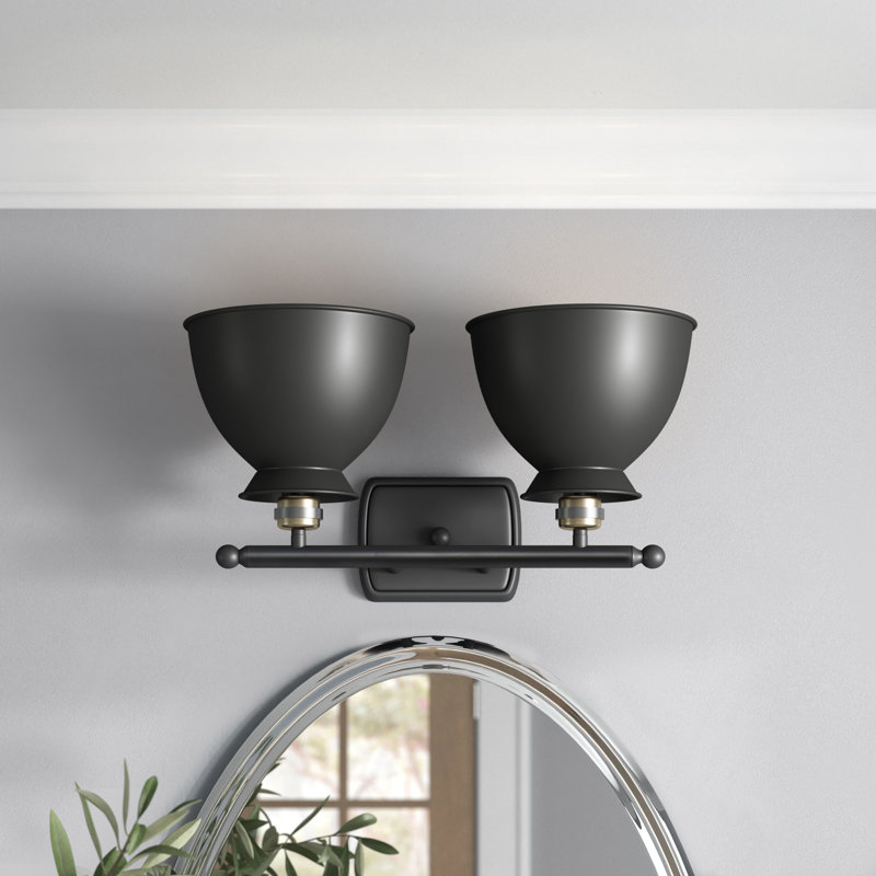 Éclairage pour meuble-lavabo à 2 lumières à intensité variable Arev, Noir mat, Noir mat, Ampoule non incluse