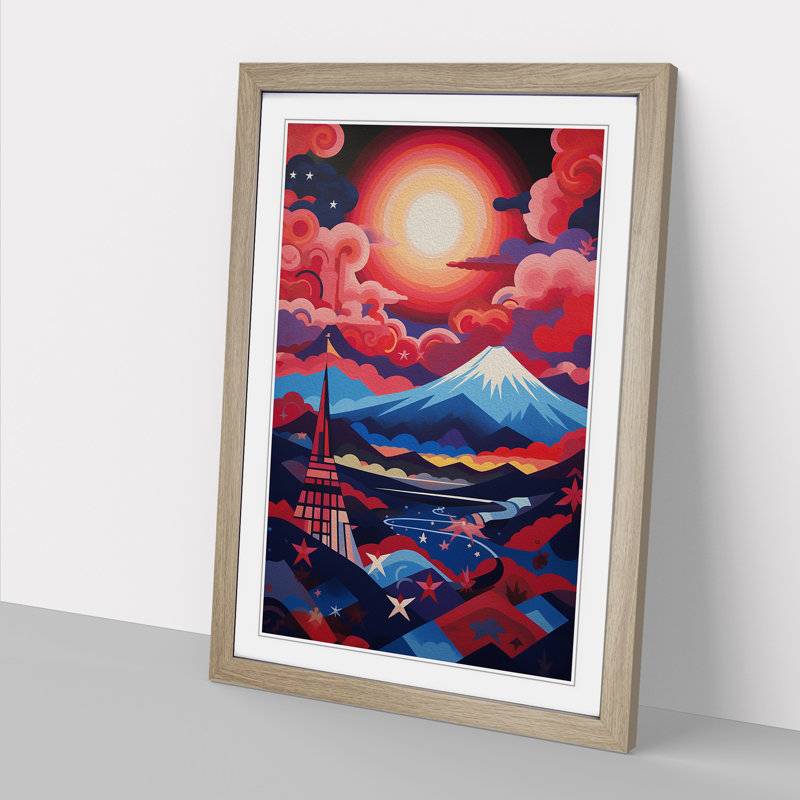 Mount Fuji Constructivism Art - Framed Print, Oak Framed, 46cm H x 34cm W x 2cm D