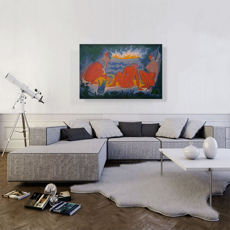 «Witches Around the Fire 1891» par Paul Ranson, reproduction d'art sur toile tendue, H 26 po x l 40 po x P 0,75 po
