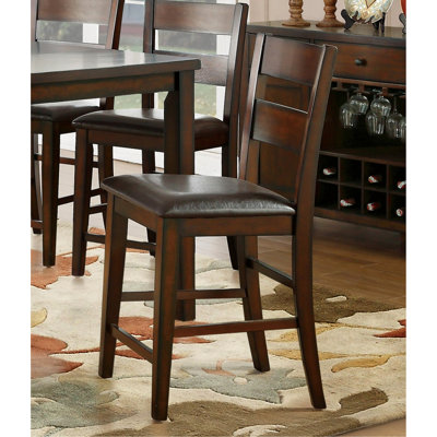 Berwick Cherry Finish Counter Height Dining Chairs, 2Pc , Wood With Faux Leather Seat, Hip 2 Piece, Frame, Upholstered