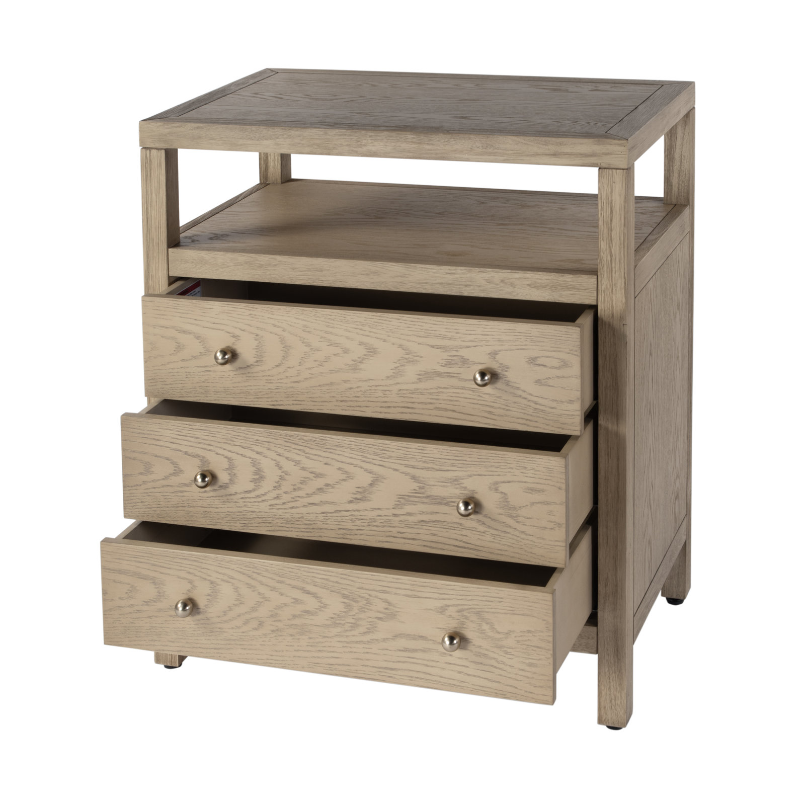 Celine 3-Drawer Acacia Nightstand, Light Oak