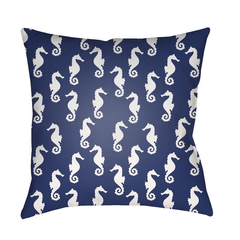  Sea Indoor/Outdoor Throw Pillow, 18" H x 18" W x 3.5" D, Dark Blue