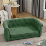 Contemporary Rectangular Linen Pet Sofa With Arc-Shaped Backrest And Armrests