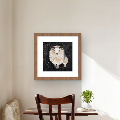 Two Bushy Ram - Framed Matted Print for Bedroom Decor