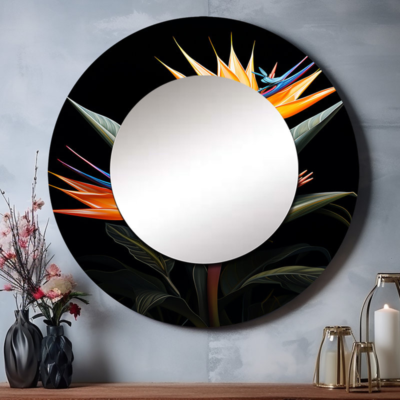 Savione oiseaux du paradis Paradise II - grand miroir mural oiseaux, paradis, 29 po x 29 po
