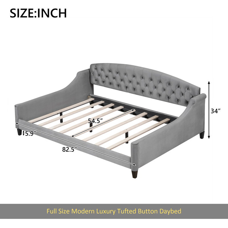 Modern Luxury Tufted Button Daybed, Full, Gray, Gray, Full