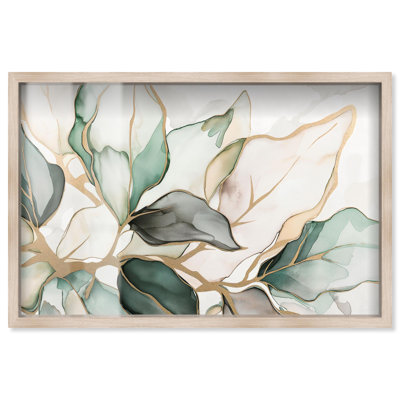 «Golden Veiné Leaves II Shadowbox Print», art mural tendance par Art Remedy