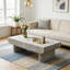Table basse Mid-Century moderne avec texture en bois, tiroir cannelé pour le rangement, parfaite pour le salon et le bureau-657857387