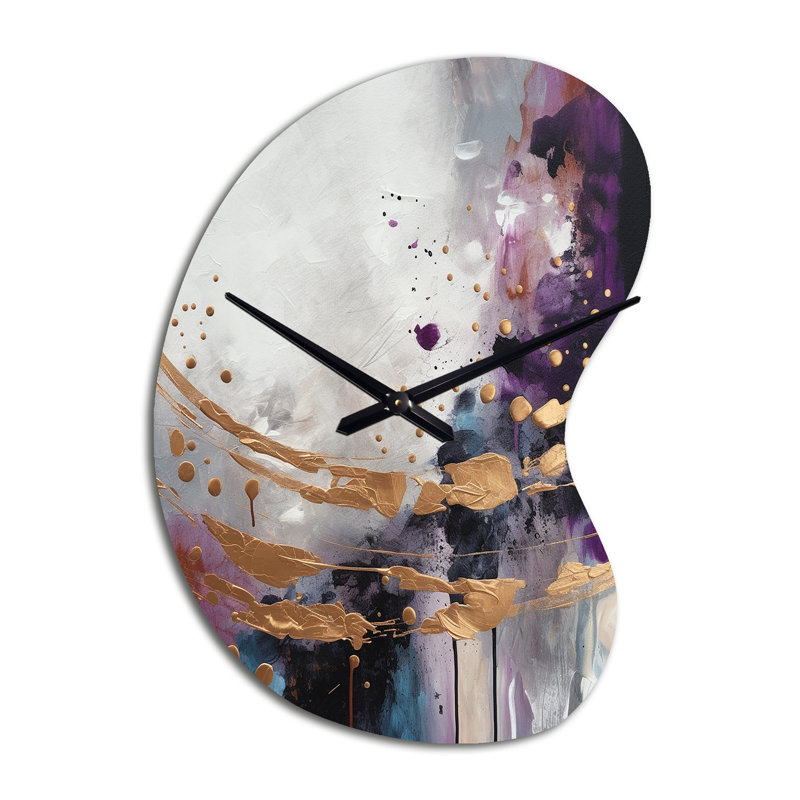 «Bold Circles And Marble Fusion IV», horloge murale asymétrique, Grand