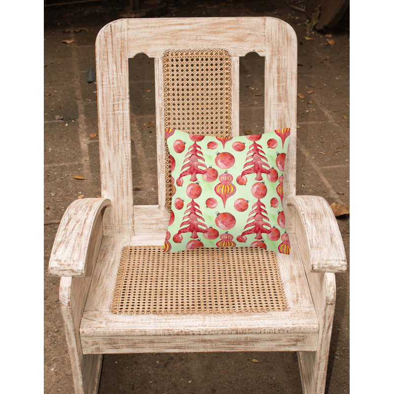 Coussin extérieur arbre de noël et ornements, 14 po x 14 po