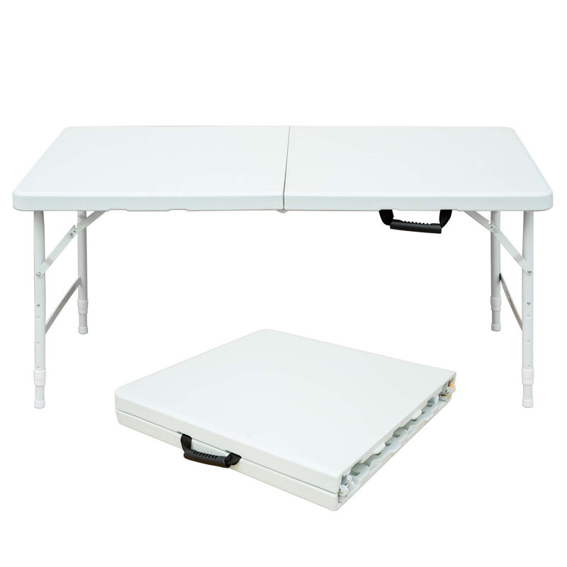 Table pliante portable d'intérieur et d'extérieur, Blanc / blanc
