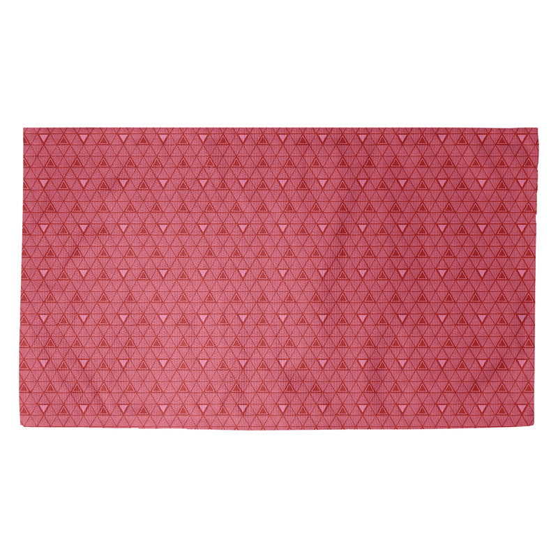 Tapis de zone rouge/rose fait main, Rectangle 5 pi x 7 pi