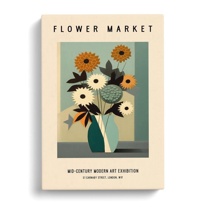 XMKTMKT-446 Mid Century Flower Market Exhibition No.5 - Wrapped Canvas Print, 76cm H x 50cm W x 3cm D