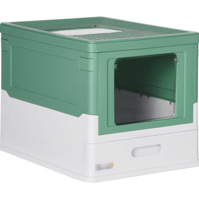 Toilette pour chat avec litière, grand espace, toilette pour animaux à double porte avec capacité, pliable