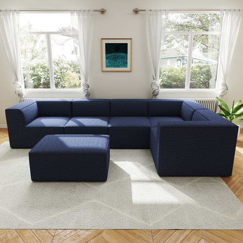 Canapé modulaire 6 pièces Compression Comfy Cloud 135 po - Canapé rembourré en L avec coussins moelleux, idéal pour les grands salons