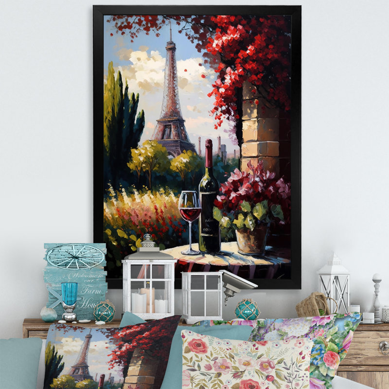 «Savouring Red Wine» par la Tour Eiffel Paris III, reproduction sur toile, H 32 po x l 24 po x P 1 po