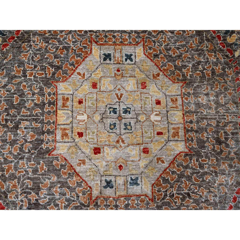 Tapis brun en laine noué à la main de style dynastie des 14e siècle de 12 pi 2 po x 16 pi 79FF62263B3346CDB87B84679E70EA7D
