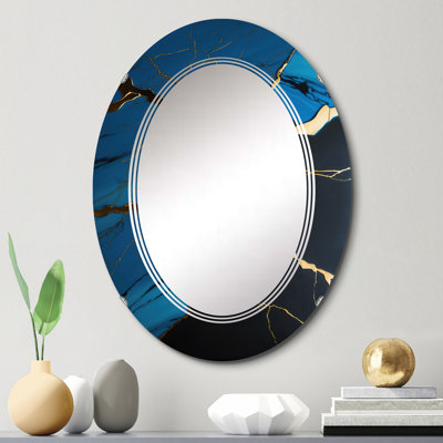 Rahshad Geode Blue II - Miroir mural abstrait en marbre