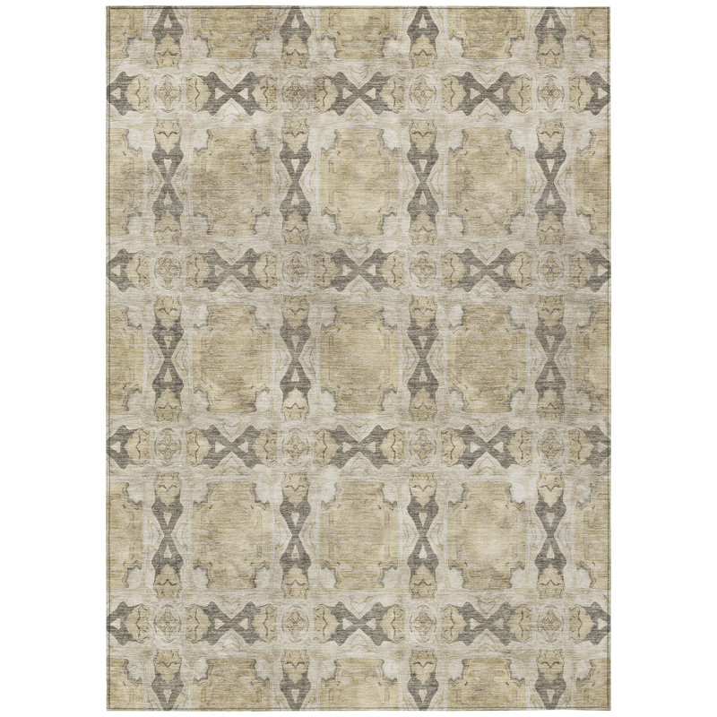 Washable Floral Indoor / Outdoor Rug, Rectangle 9' x 12'