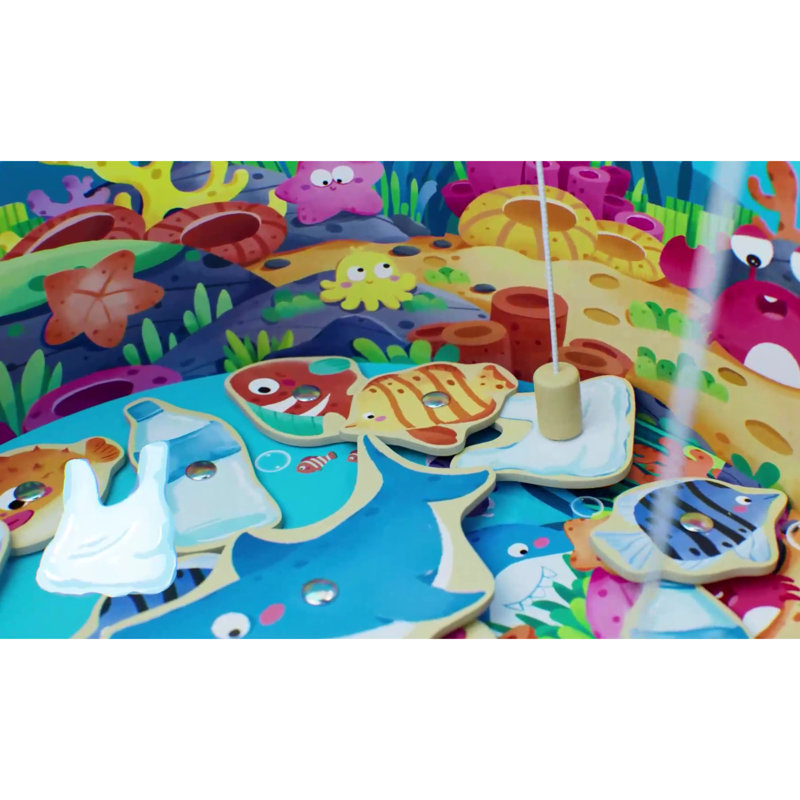 Hape: Save the Seas - jeu de pêche magnétique 2-en-1, faites tourner la roue et ramassez le poisson assorti du seau, tout-petits et enfants de 2 ans et plus, 1 à 2 joueurs