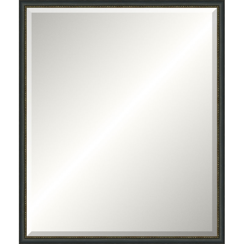 Distressed Black Old World Mirror, Wide Vanity