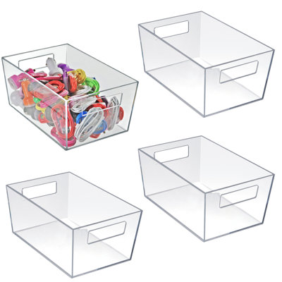 Panier de rangement moyen avec poignée l 10 po x P 6,75 po x H 4,5 po, paquet de 4
