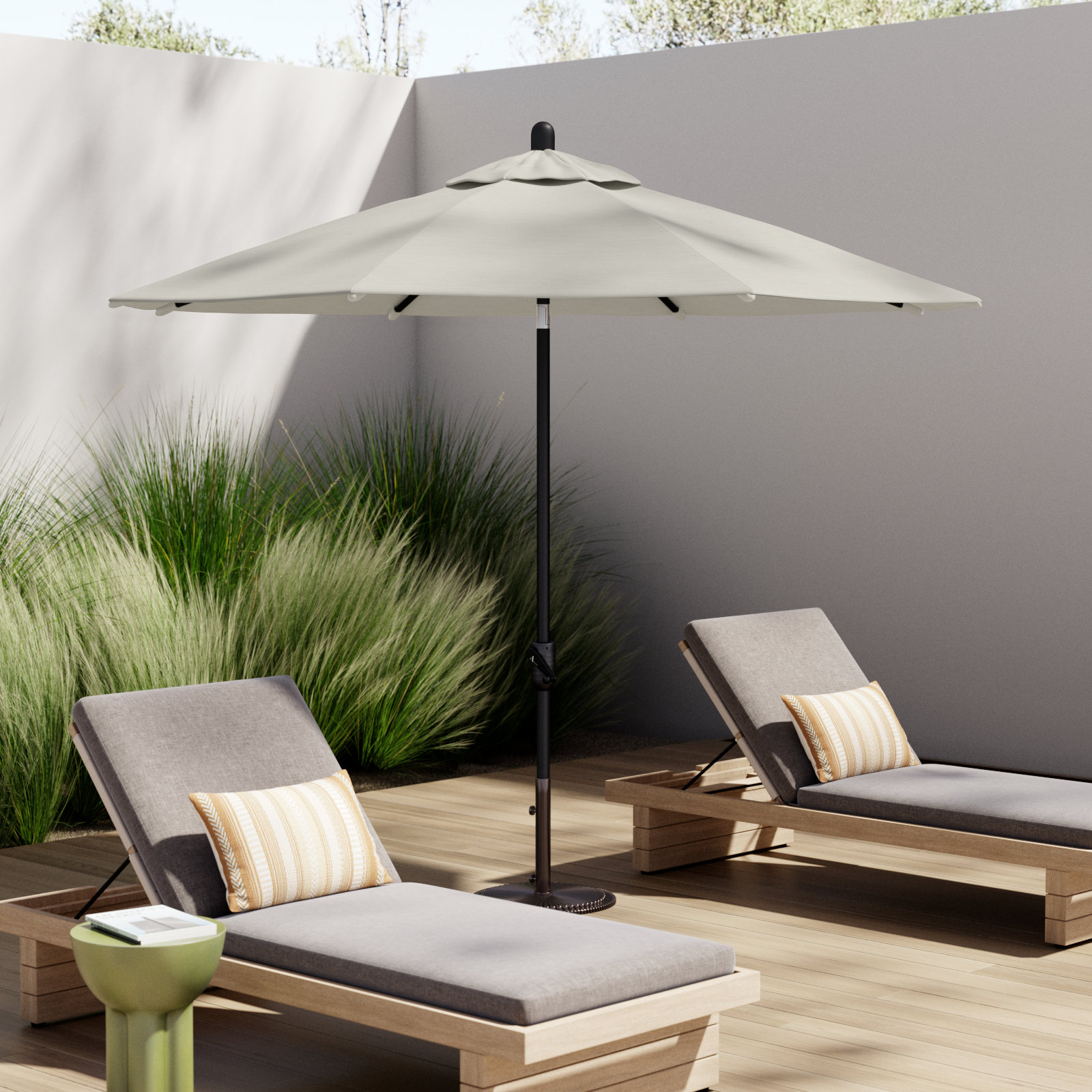 Natalie 8.7' Sunbrella® Market Umbrella, Black Sapphire, Canvas Natural Sunbrella® Canvas