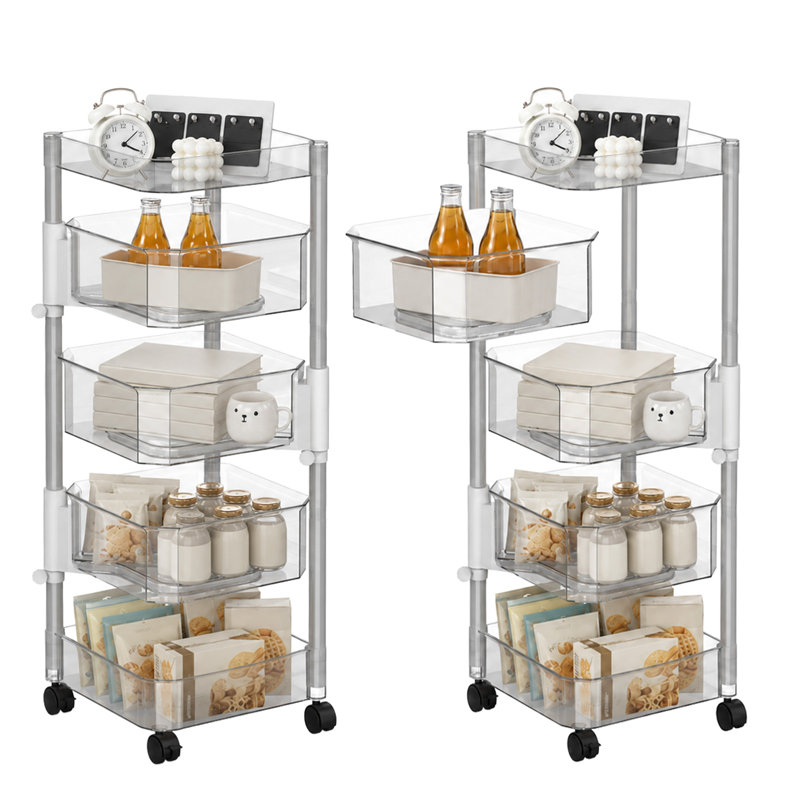 Chariot de rangement rotatif à 5 niveaux pour cuisine, support à pommes de terre, légumes et fruits