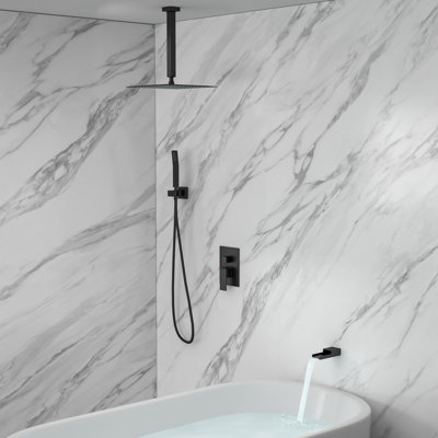 12 Inch Ceiling Mounted Shower System Shower Combo Set Shower Head with Hand Shower and Tub Spout